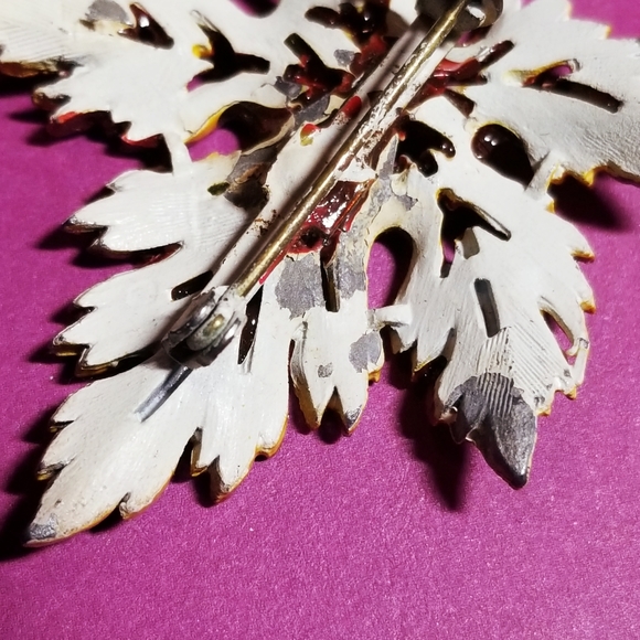 Relisted -Vintage fall leaf brooch pin orange yellow brown tree nature fairycore - Picture 11 of 11